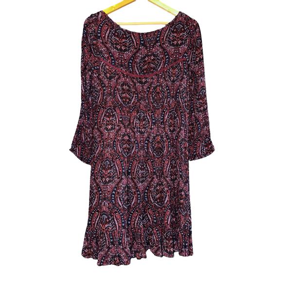 American Eagle Peasant Boho Paisley Dress Size Small Flowy Western Country Shift - Picture 5 of 9